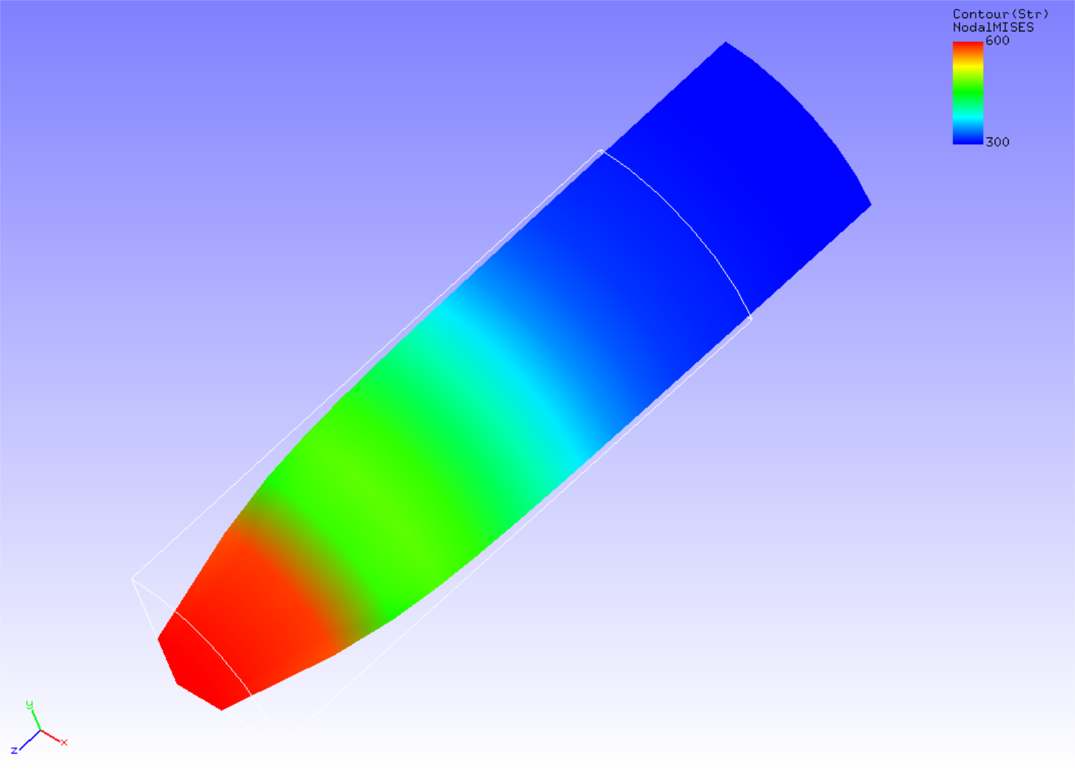 Analysis results: deformation and Mises stress