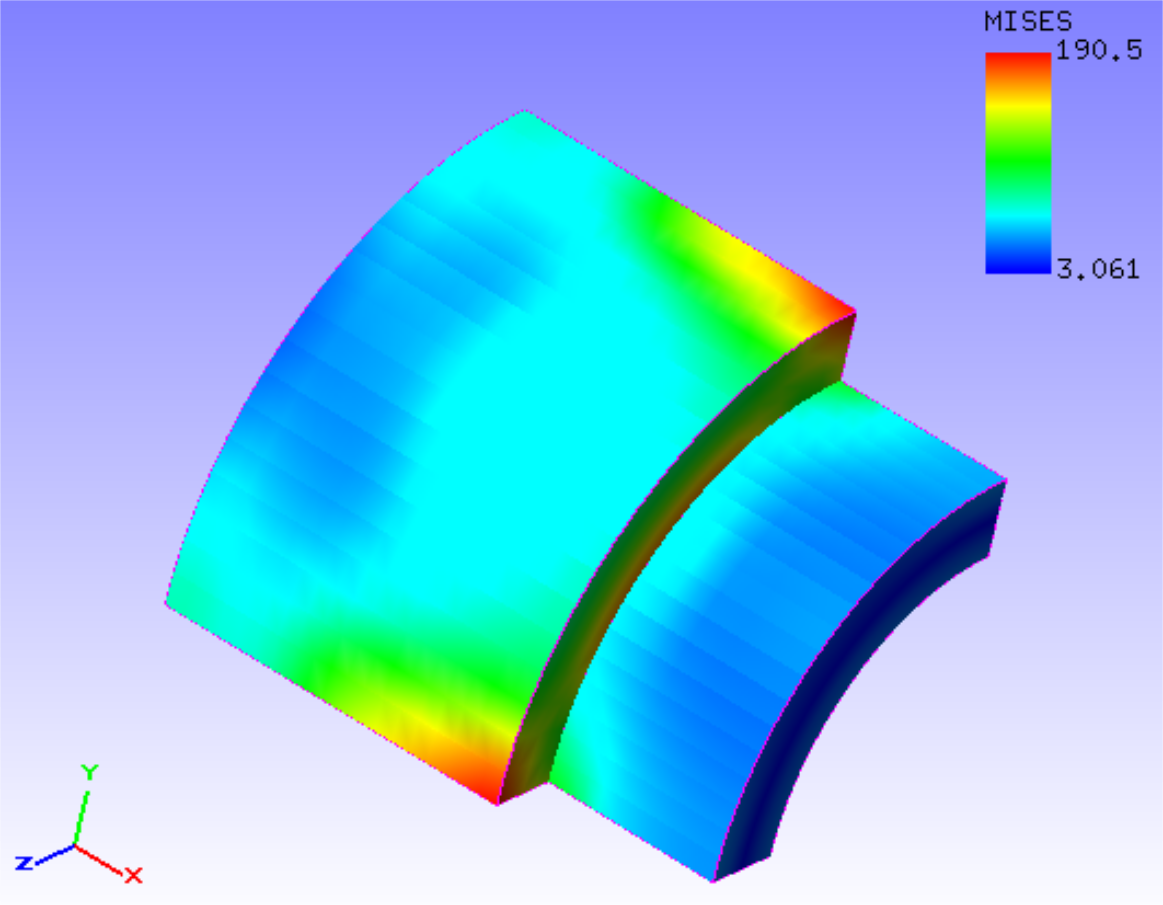 Analysis results: deformation and von Mises stress