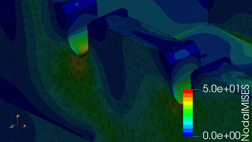 Close-up of Mises stress: Mold_200mil